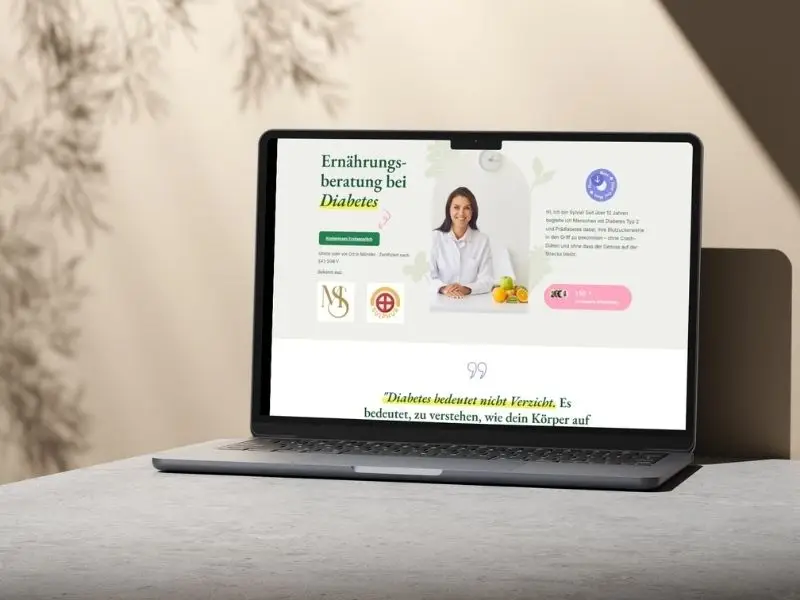 Portfolio Referenz Webdesign Beispiel Ernährungsberatung Diabetes
