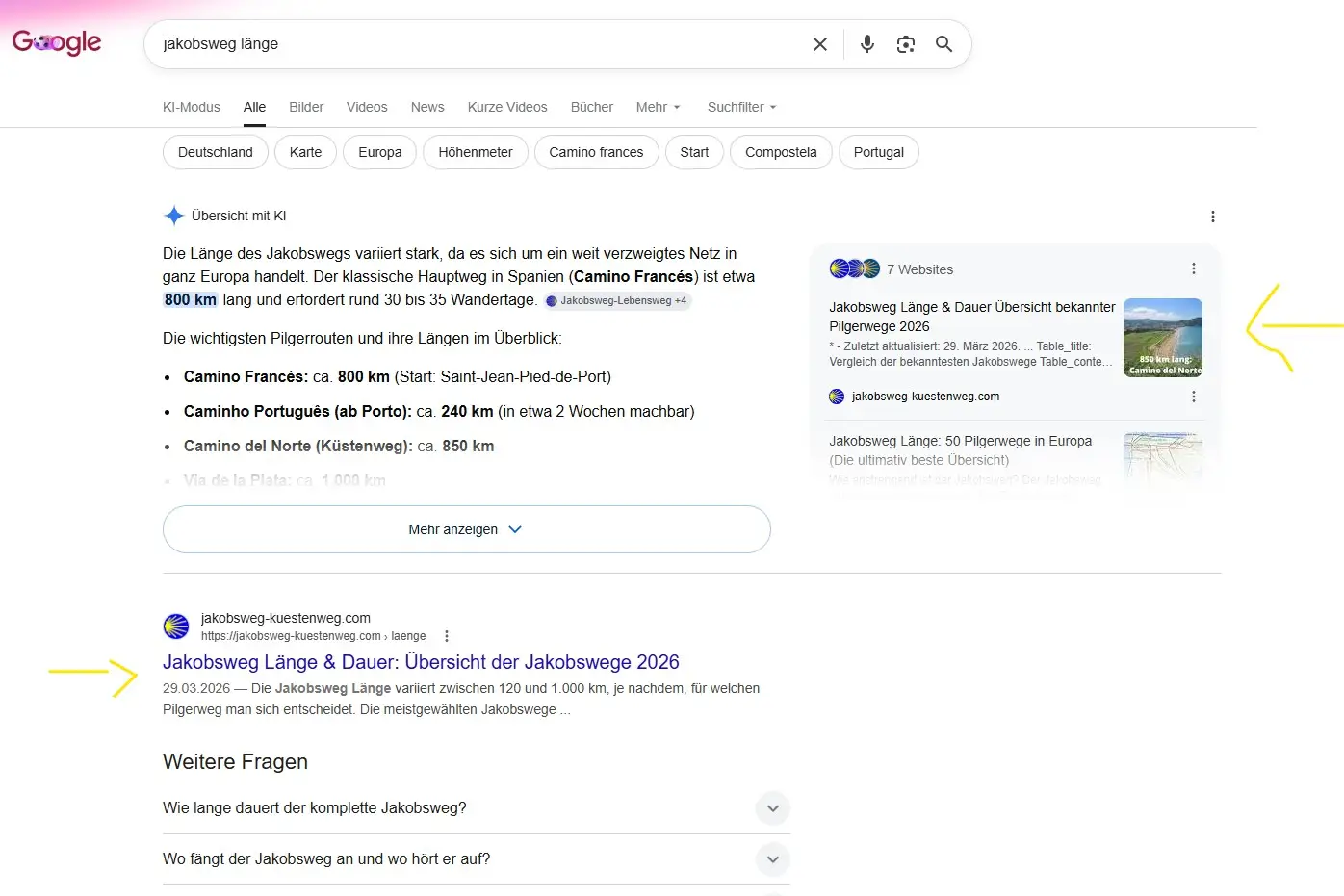SEO Case Study Wanderblog Länge Top Suchergebnis 2026